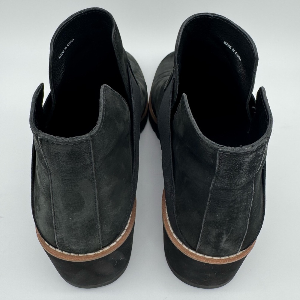 Eileen Fisher Lark Black Nubuck Leather Wedge Ankle Boots Size 9.5 - Picture 7 of 13